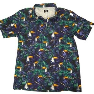 Waggle Tropical Toucan Palm Trees Golf Polo Shirt